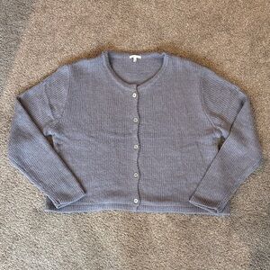 NIA Gray Knit Button Up Sweater Plus